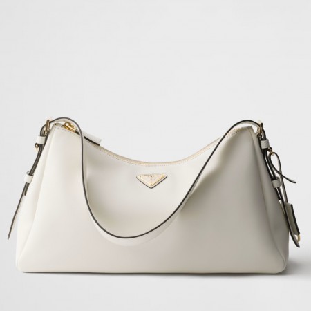 Prada Aimee Large Shoulder Bag in White Leather 