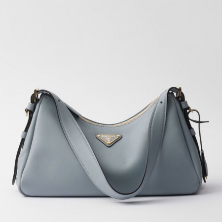 Prada Aimee Medium Shoulder Bag in Blue Leather
