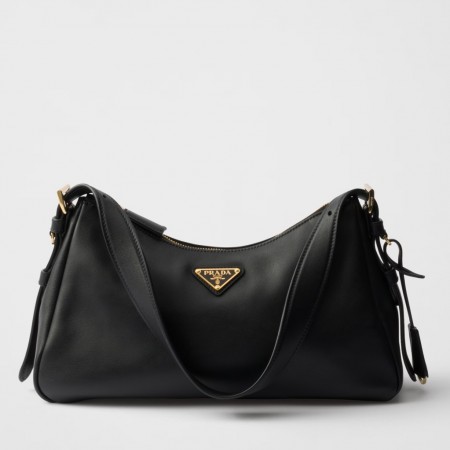 Prada Aimee Medium Shoulder Bag in Black Leather 