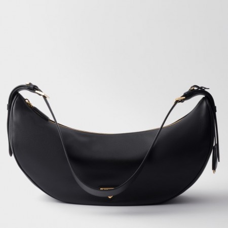 Prada Demi-lune Large Shoulder Bag in Black Leather