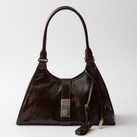 Prada Medium Tote Bag in Burgundy Vintage Leather