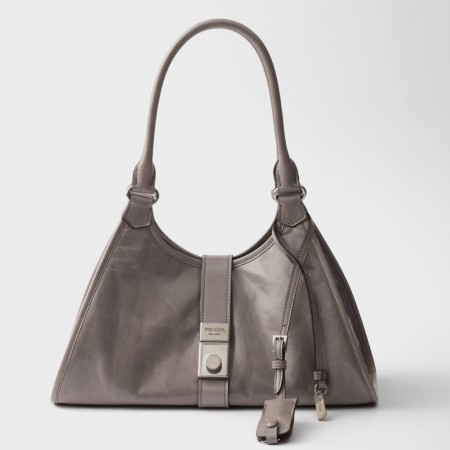 Prada Medium Tote Bag in Grey Vintage Leather
