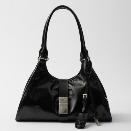 Prada Medium Tote Bag in Black Vintage Leather