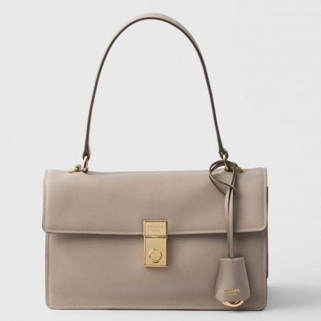 Prada Soft Sound Medium Shoulder Bag in Grey Calfskin
