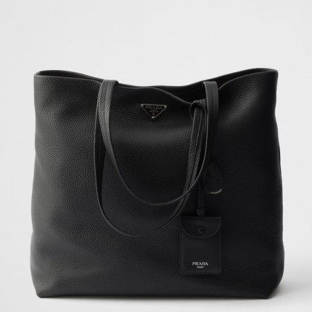 Prada Men's Tote Bag in Black Grained Calfskin