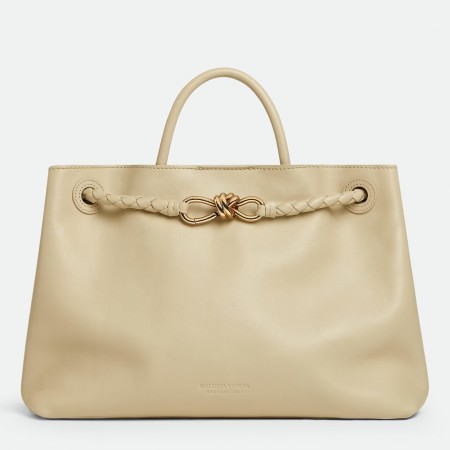 Bottega Veneta Medium Andiamo Bag in Beige Smooth Calfskin