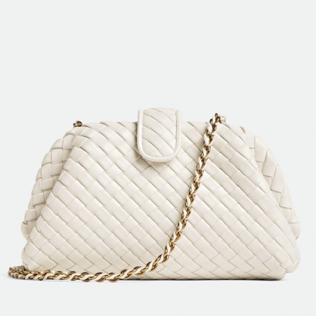 Bottega Veneta Small Lauren 1980 Bag in White Intrecciato Lambskin