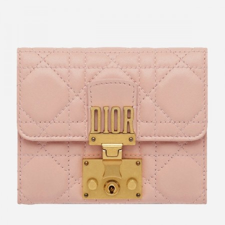 Dior French DiorAddict Wallet In Pink Lambskin