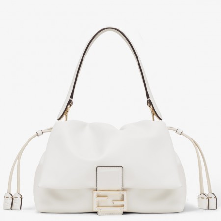 Fendi Mamma Baguette Medium Bag in White Nappa Leather