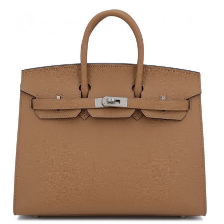 Hermes Birkin 25 Sellier Handmade Bag In Chai Epsom Calfskin 