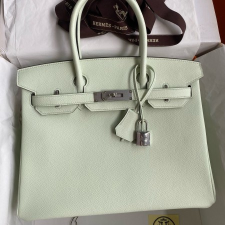 Hermes Birkin 30 Retourne Handmade Bag In Vert Fizz Epsom Calfskin 