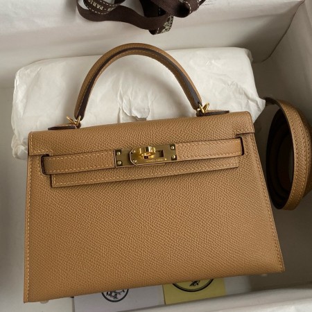 Hermes Kelly Mini II Sellier Handmade Bag In Chai Epsom Calfskin 