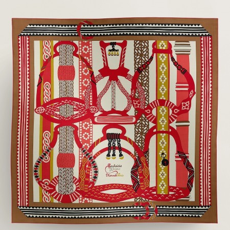 Hermes Noisette Fantaisie d'Etriers Shawl 140 