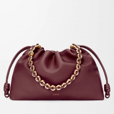 Loewe Large Flamenco Purse in Burgundy Nappa Lambskin