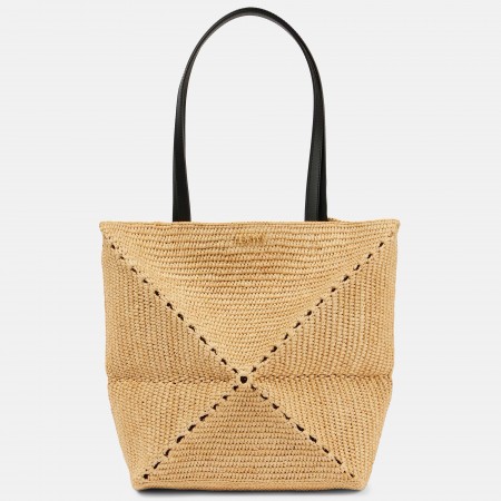 Loewe Medium Puzzle Fold Tote Bag in Natural Raffia