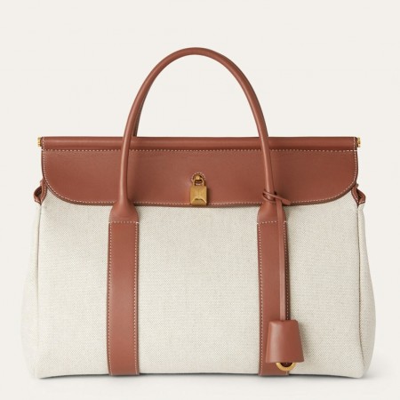 Loro Piana Loom L32 Bag in Canvas with Caramel Leather