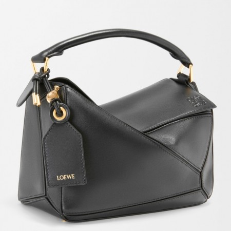 Loewe Featherlight Puzzle Small Bag in Black Nappa Lambskin