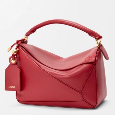 Loewe Featherlight Puzzle Small Bag in Red Nappa Lambskin