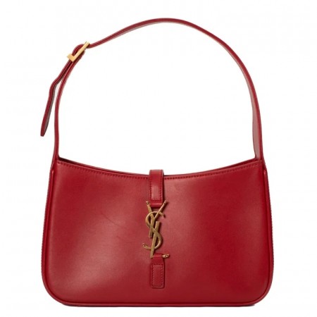 Saint Laurent Le 5 À 7 Hobo Bag in Red Smooth Leather