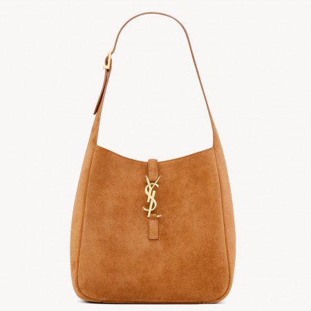 Saint Laurent Le 5 À 7 Supple Small Hobo Bag in Brown Suede Leather