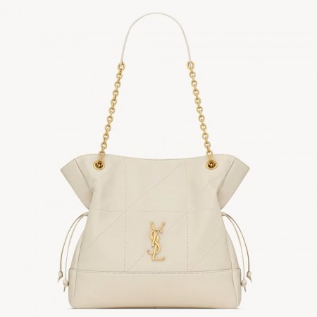 Saint Laurent Jamie Small Shopping Bag in White Lambskin