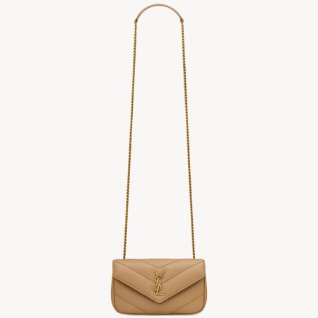Saint Laurent LouLou Mini Bag in Beige Matelasse Lambskin