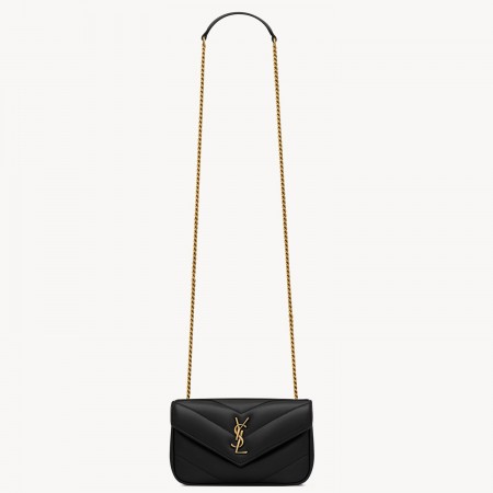 Saint Laurent LouLou Mini Bag in Black Matelasse Lambskin