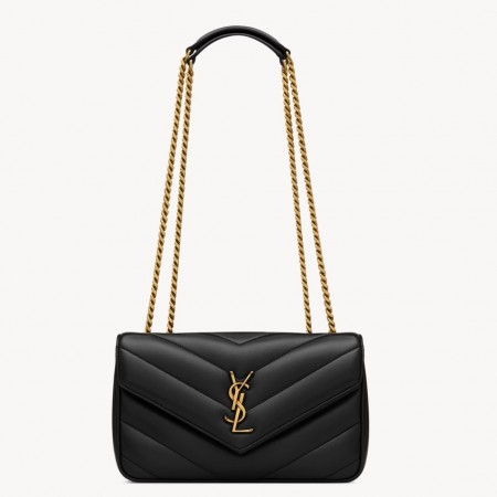 Saint Laurent LouLou Small Bag in Black Matelasse Lambskin