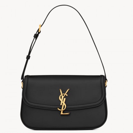 Saint Laurent Solferino Small Shoulder Bag in Black Box Calfskin