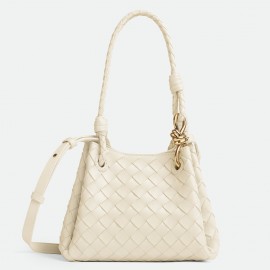 Bottega Veneta Parachute Small Bag in White Intrecciato Lambskin