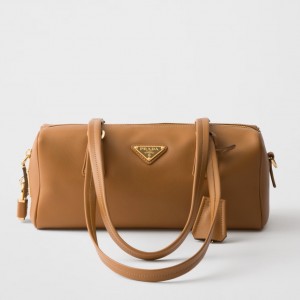 Prada Medium Top-handle Bag in Caramel Leather with Padlock