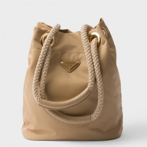 Prada Mariner Small Bucket Bag in Beige Re-Nylon
