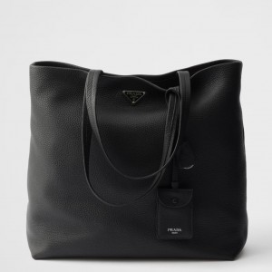 Prada Men's Tote Bag in Black Grained Calfskin