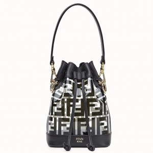 Fendi Black Mon Tresor Mini Bucket Bag In Transparent PU