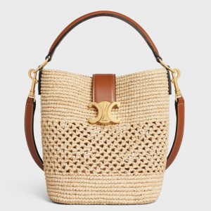 Celine Louise Small Bucket Bag in Raffia