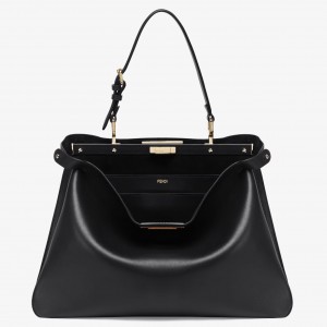 Fendi Peekaboo Soft Large Bag in Black Calfskin
