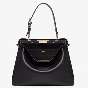 Fendi Peekaboo Soft Medium Bag in Black Calfskin