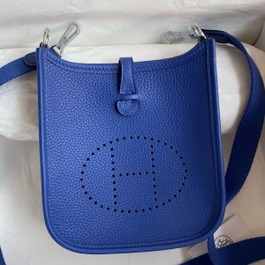 Hermes Evelyne Mini Handmade Bag in Blue Electric Clemence Leather 