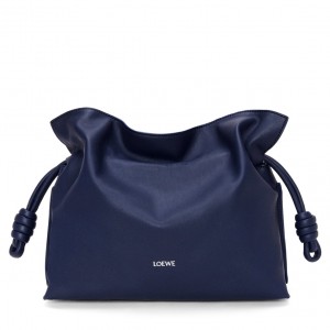 Loewe Flamenco Clutch Bag in Abyss Blue Nappa Calfskin