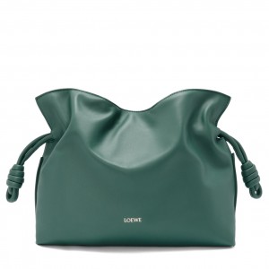 Loewe Flamenco Clutch Bag in Vetiver Nappa Calfskin