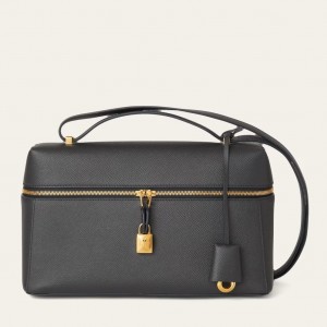 Loro Piana Extra Bag L27 in Navy Blue Textured Calfskin