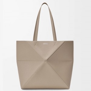 Loewe Medium Horizontal Puzzle Fold Tote Bag in Clay Grained Leather