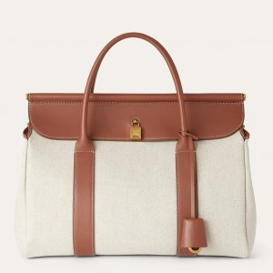 Loro Piana Loom L32 Bag in Canvas with Caramel Leather
