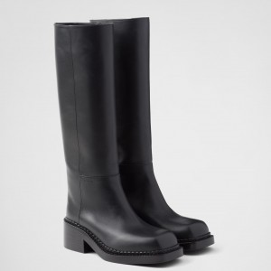 Prada Knee-High Boots 55mm in Black Leather