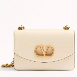 Valentino Garavani Vain Shoulder Bag in White Calfskin