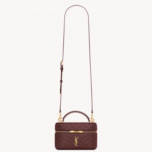 Saint Laurent Gaby Mini Vanity Bag in Bordeaux Lambskin