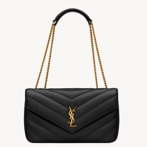 Saint Laurent LouLou Medium Bag in Black Matelasse Lambskin