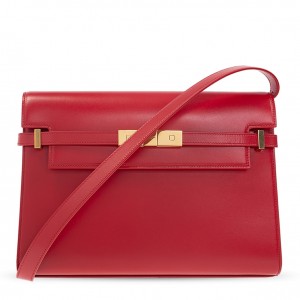 Saint Laurent Manhattan Medium Shoulder Bag in Red Calfskin