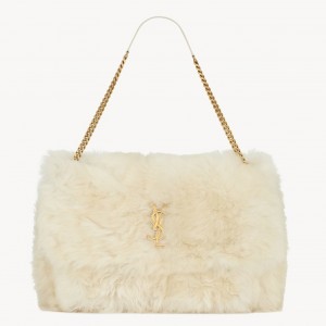 Saint Laurent Niki Oversized Shoulder Bag in White Shearling