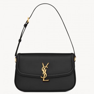 Saint Laurent Solferino Small Shoulder Bag in Black Box Calfskin